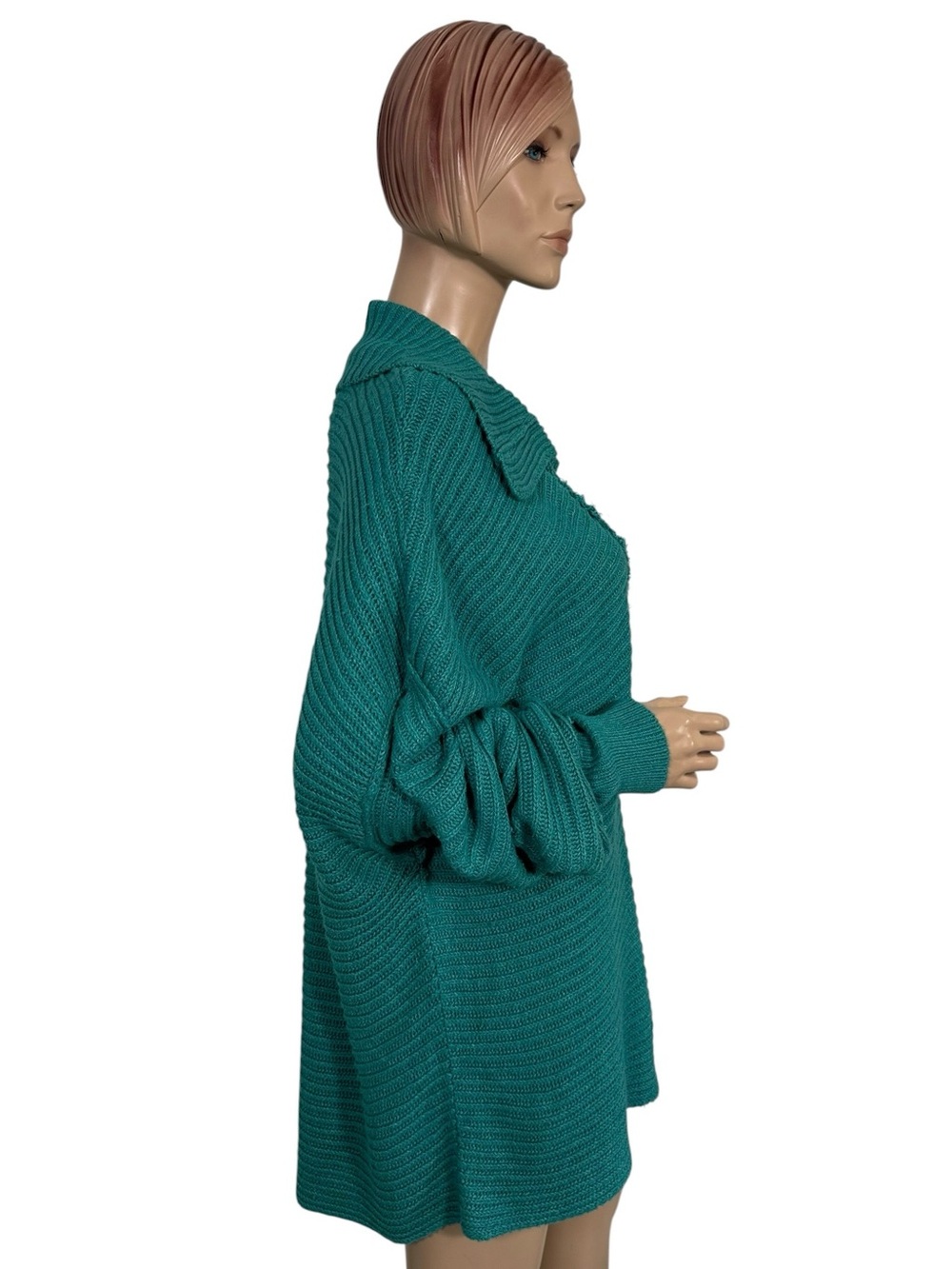 Free People Marlie Ribbed Knit Oversized
Collared Pullover Sweater Teal XL - Picture 5 of 10